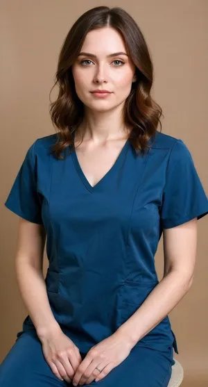 Adar Pro Scrub Top Womens XS Teal Caribbean‎ Blue V-Neck Short Sleeve thumbnail 1