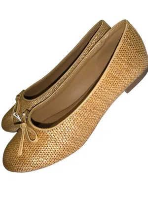 Serra brand super cute beige woven style ballerina flats thumbnail 9