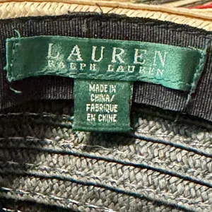 Lauren Ralph Lauren Large Black, Red, and Cream Striped Straw Hat thumbnail 5