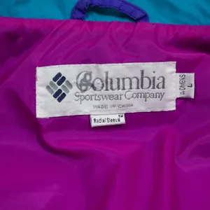 Vintage 90s Columbia Windbreaker Jacket‎ Womens L Teal Purple Radial Sleeve thumbnail 4