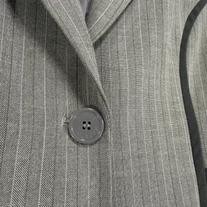 Jessica McClintock 8 Pinstripe Grey Blazer Black Trim Tailored Office Career Y2K thumbnail 4