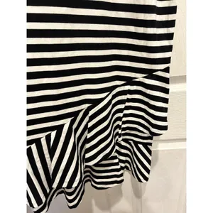 Lauren Ralph Lauren Black‎ White Striped Ruffle Hem Sleeveless Cotton Dress M thumbnail 3