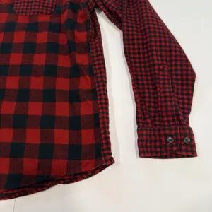 LL Bean Red/Black Scotch Plaid Cotton Flannel Button Shirt Relaxed Fit LARGE thumbnail 7