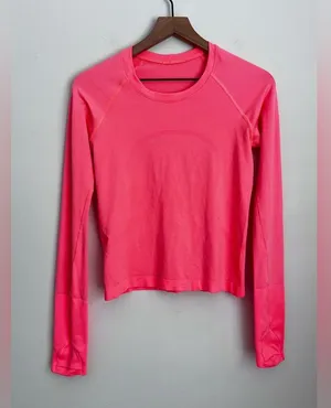 Lululemon Swiftly Tech Long Sleeve Shirt 2.0 Race Length neon orange 6 thumbnail 3