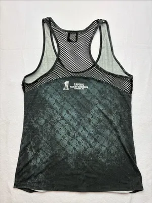 Harley-Davidson size large y2k rhinestone Black Skull Racerback Tank Mesh biker thumbnail 8