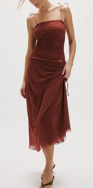 Free People Pearl Drift Rust Maxi Slip Dress Paper Lantern NWT Size L thumbnail 1