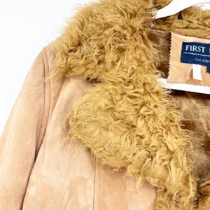 First Line Womens Y2K Tan Faux Suede Embroidered Penny Lane Faux Fur Jacket M‎ thumbnail 3