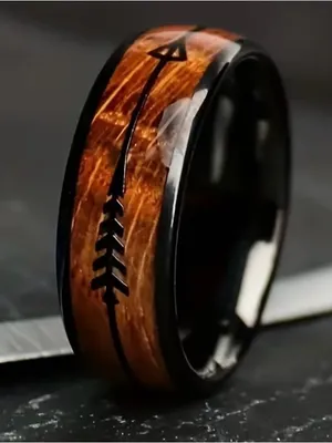 Women Luxury Collection Titanium Steel Black w/ Wood Grain Design-Size 7 thumbnail 3