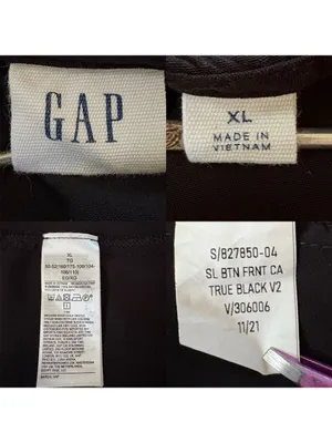 Gap Black Rayon Cami Mini Dress XL Button Front Shirred Back thumbnail 8