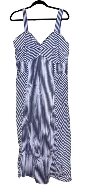 Jessica Simpson Blue and White Striped Midi Dress thumbnail 1