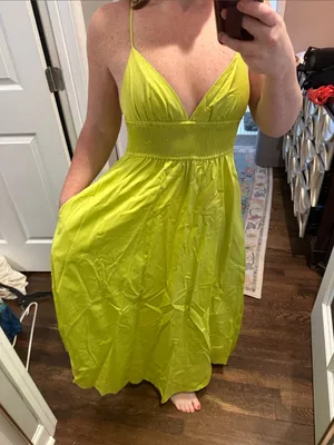 NWT Zara Lime Green Maxi Dress thumbnail 1