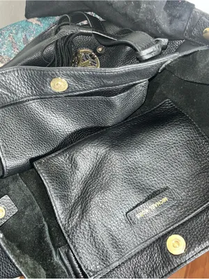 MICHAEL Michael Kors Black Pebbled Leather Shoulder Tote with Gold Logo thumbnail 5
