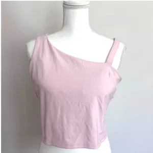 Lululemon Asymmetrical Baby Pink Workout Tank Supportive Activewear Size 14 thumbnail 2