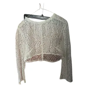 Vintage 80s/90s cropped bolero sheer ivory lace button up cardigan romantic XS/S thumbnail 2