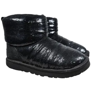 UGG Women's Black‎ Sequin Mini Mirror Ball Bootie Boots Size 6 thumbnail 2