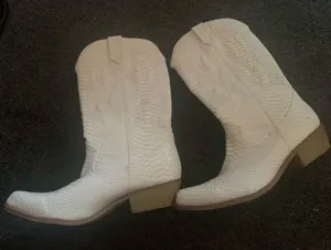 Coconuts by Matisse White Faux Snakeskin Cowboy Boots Nashville Gaucho 7 thumbnail 2