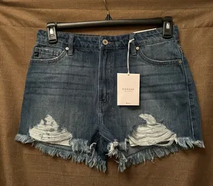 NWT Woman’s Kancan High Rise Distressed Shorts Size Large Medium Wash thumbnail 1