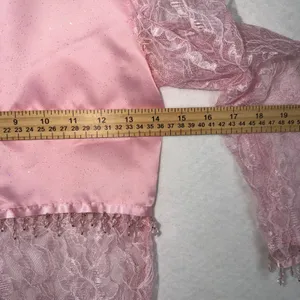 Vietnamese Ao Dai Women Small Pink Lace Beaded Floral Formal Tunic Only thumbnail 5