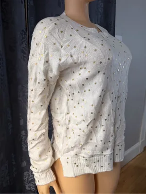 Maurices Cream Knit Sweater with Gold Dot Detail thumbnail 3