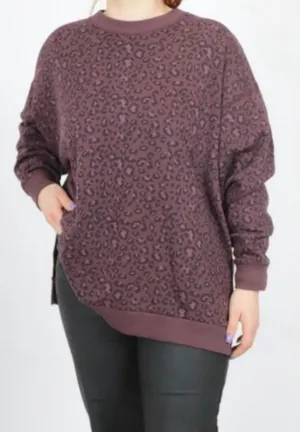 American Eagle Maroon Leopard Print super soft oversized Sweatshirt Size M thumbnail 1