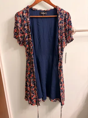 Lulus Audacious Audrey Navy Blue Floral Print Wrap Dress thumbnail 6