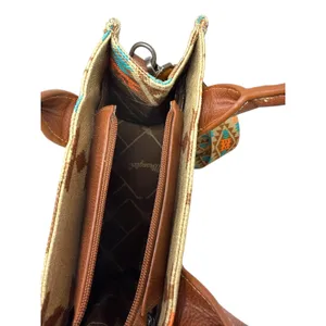 Wrangler Aztec Print Tote Bag Western Canvas Crossbody Strap Brown‎ Like New thumbnail 7