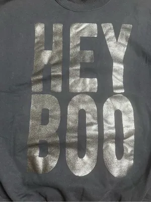 Gildan Black Crewneck Sweatshirt with Glitter metallic Hey Boo Graphic thumbnail 5