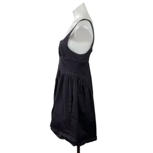 Free People Astrid Oxford Black Sleeveless Square Neck Button Down Mini Dress M thumbnail 2