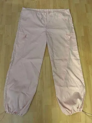 Parachute Pants Drawstring Loose Baggy Y2K Cargo Pants w Pockets L thumbnail 1