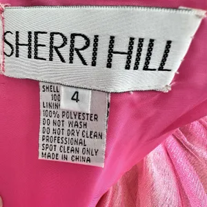 Sherri Hill Y2K VTG Bright Pink Floral Silk Tulle Tutu Prom Dress Size 4 thumbnail 3