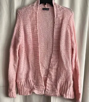 Wooden Ships Mohair‎ Wool Blend Light Baby Pink Cardigan Sweater Size S / M thumbnail 1