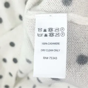 CYNTHIA ROWLEY 100% 2-Ply Cashmere Cream Polka Dot Long Sleeves Sweater Medium thumbnail 4