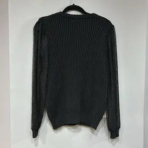 Blu Pepper sheer balloon sleeve Swiss‎ dot black sweater size L BIN E NEW thumbnail 4