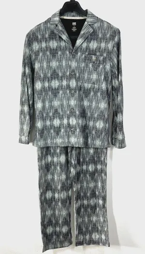 FRYE Premium Sleepwear Mens Medium Flannel Print Notched Set Gray Cotton Blend‎ thumbnail 1