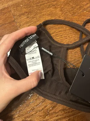 NWT PrettyLittleThing Dark Brown Rib Strappy Back Bralet thumbnail 5