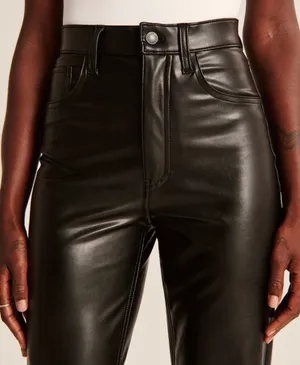 Abercrombie 90s Straight Ultra High Rise Vegan Leather Pants thumbnail 3