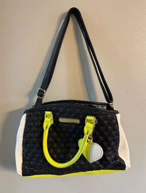 Betsey Johnson Neon Yellow Heart Purse thumbnail 1