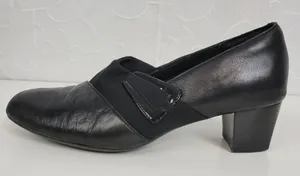 Clarks Womens Shoes Size 7.5 Black Leather Sugar Spice Heeled Slip On Pumps thumbnail 1