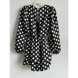 Lulus Women’s Polka Dots Satin Ruffled Romper‎ Elegant Glam Cocktail Size Small thumbnail 12