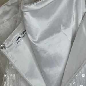 12th Tribe M Womens White Sequin Mini Dress Adjustable Straps Slip Lined Sexy EU thumbnail 10