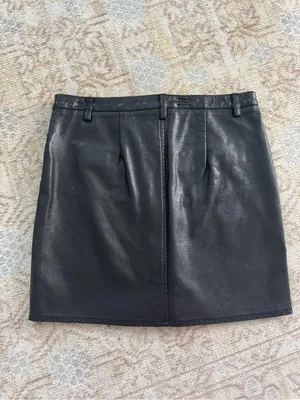 Altard State Black Faux Leather Zip-Front Mini Skirt thumbnail 4