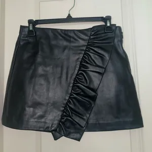 ZARA Faux Leather Skort in Black thumbnail 1