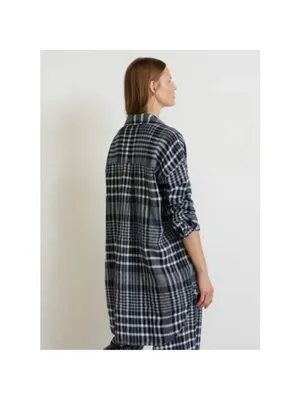 Everlane Oversized Flannel Shirt Dress Plaid Long Sleeve Relaxed linen large thumbnail 2