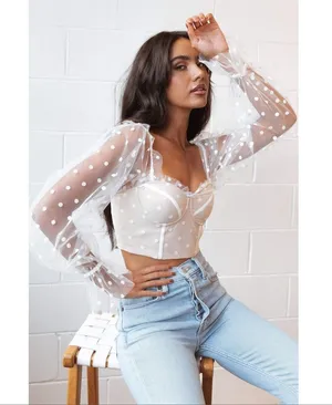 HELLO MOLLY Varinka Top In White Dot thumbnail 1