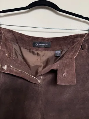 Brown suede 100% Leather Flare leg Pants thumbnail 3