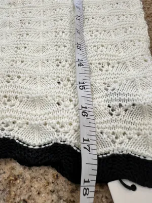 Commense Crochet Knit Crop Top Midi Skirt Set White Black Small NWT thumbnail 12