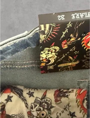 Ed Hardy Embroidered New York City Blue Denim Jeans Slim Flare thumbnail 8