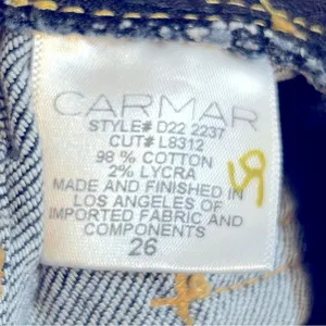 Carmar Flare Jordan Stretch Mid Rise Dark Wash Button Fly‎ Jeans Size 26 NWT thumbnail 9