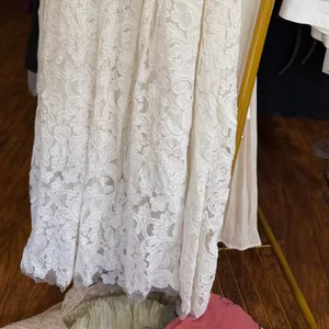 Anthropologie - Lace strapless white midi a line dress thumbnail 9