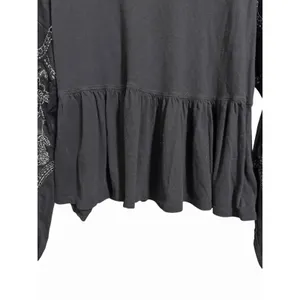 Free People‎ Penny Embroidered Peplum Top Black Women's Size XS thumbnail 5